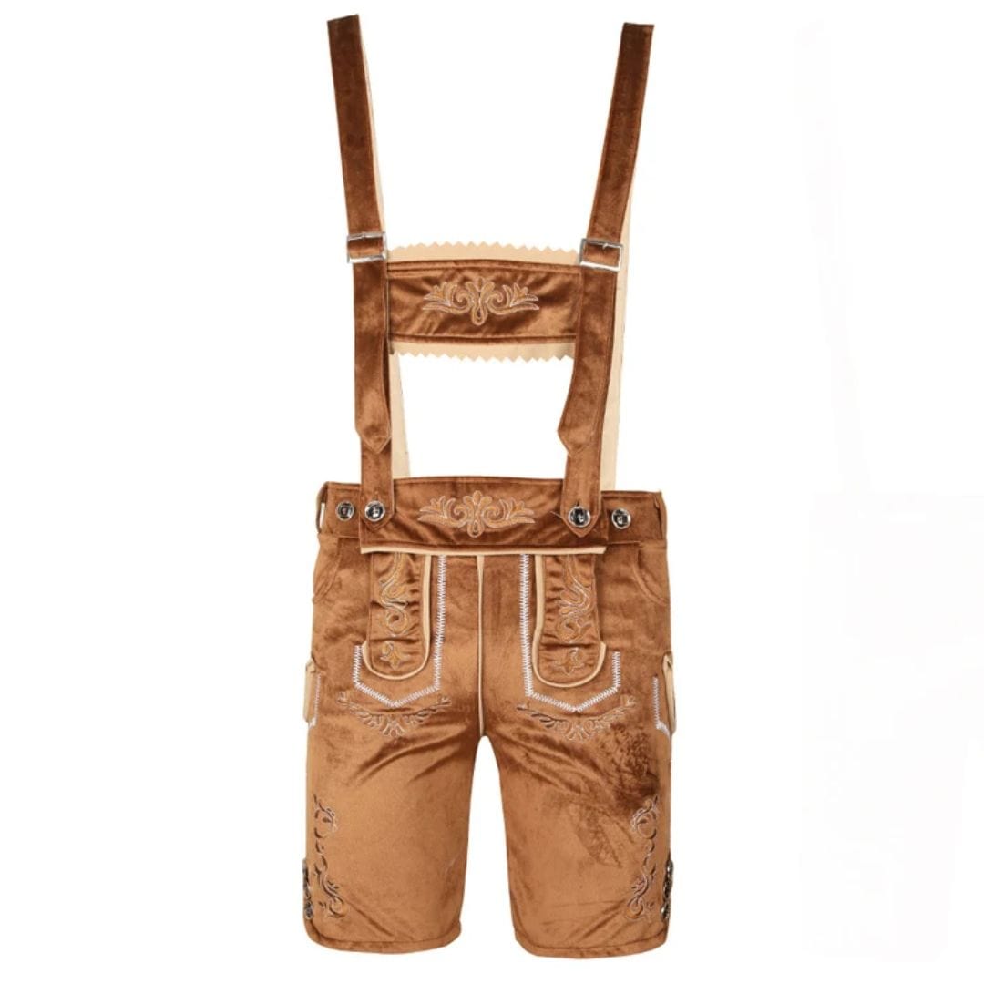 Primadon Lederhosen Braun / S Romeo | Elegante Lederhose für Herren Oktoberfest Kunstleder