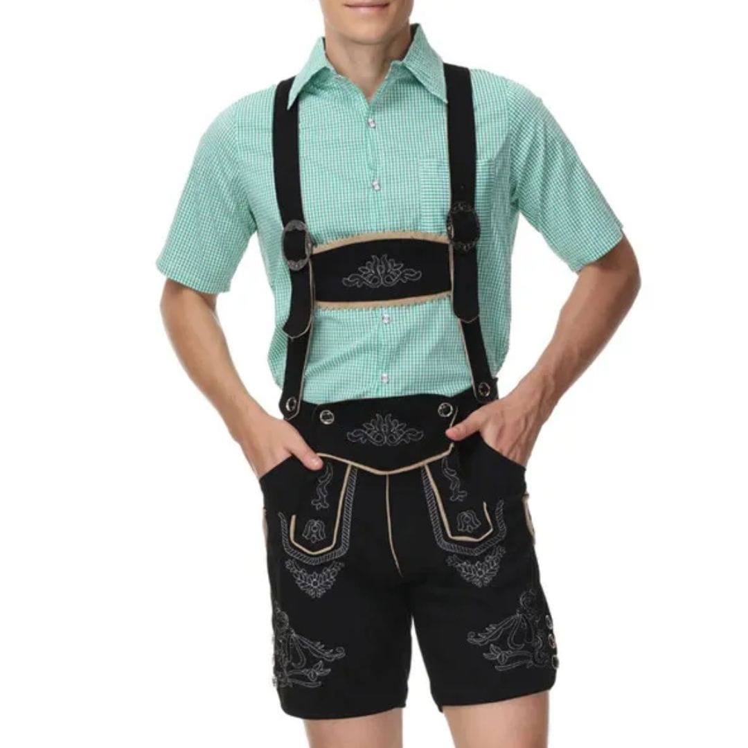 Primadon Lederhosen Grün / M Daniel | Klassische Lederhose für Herren Oktoberfest