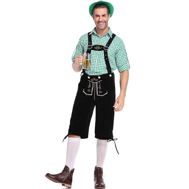 Primadon Lederhosen Grün Schwarz / M Niklas | Elegante Lederhose für Herren Oktoberfest