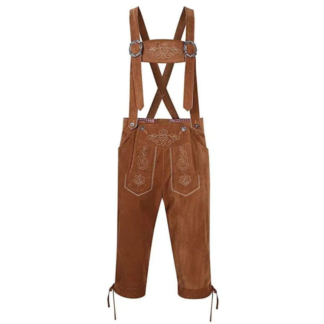 Primadon Lederhosen Khaki / S Warren | Elegante Lederhose für Herren Oktoberfest Wildleder