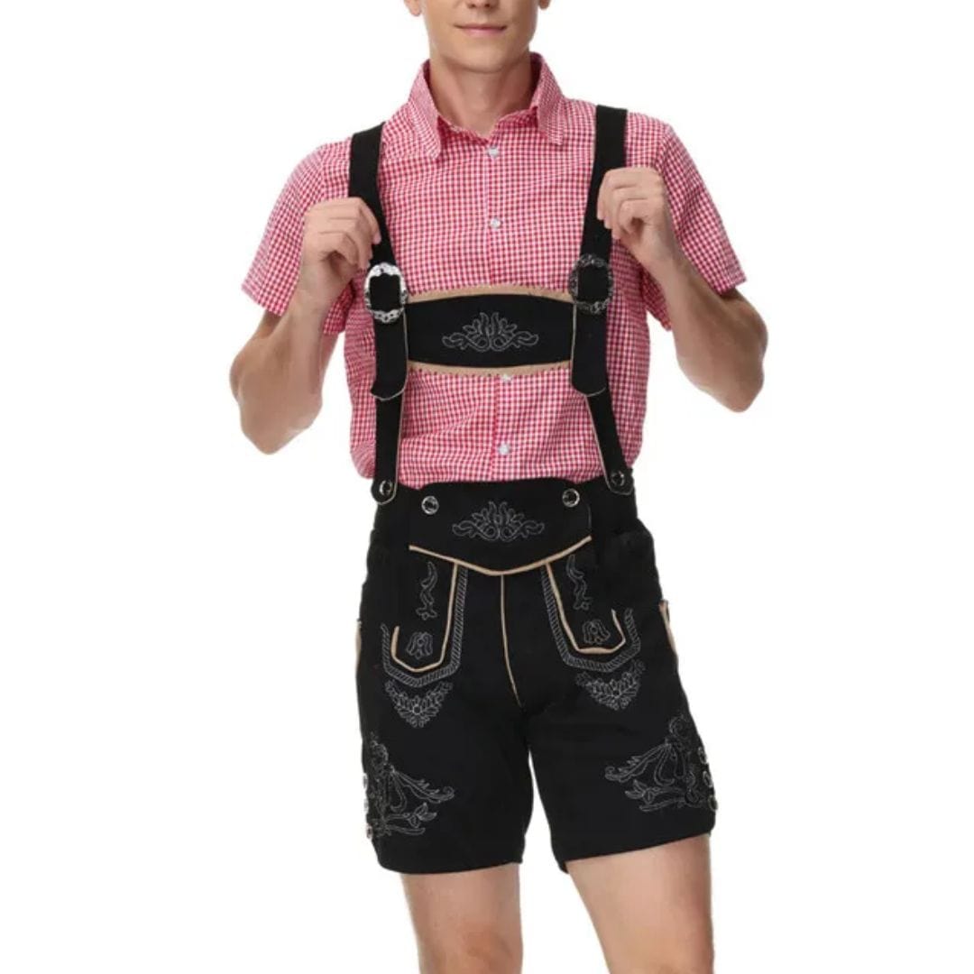 Primadon Lederhosen Rot / M Daniel | Klassische Lederhose für Herren Oktoberfest