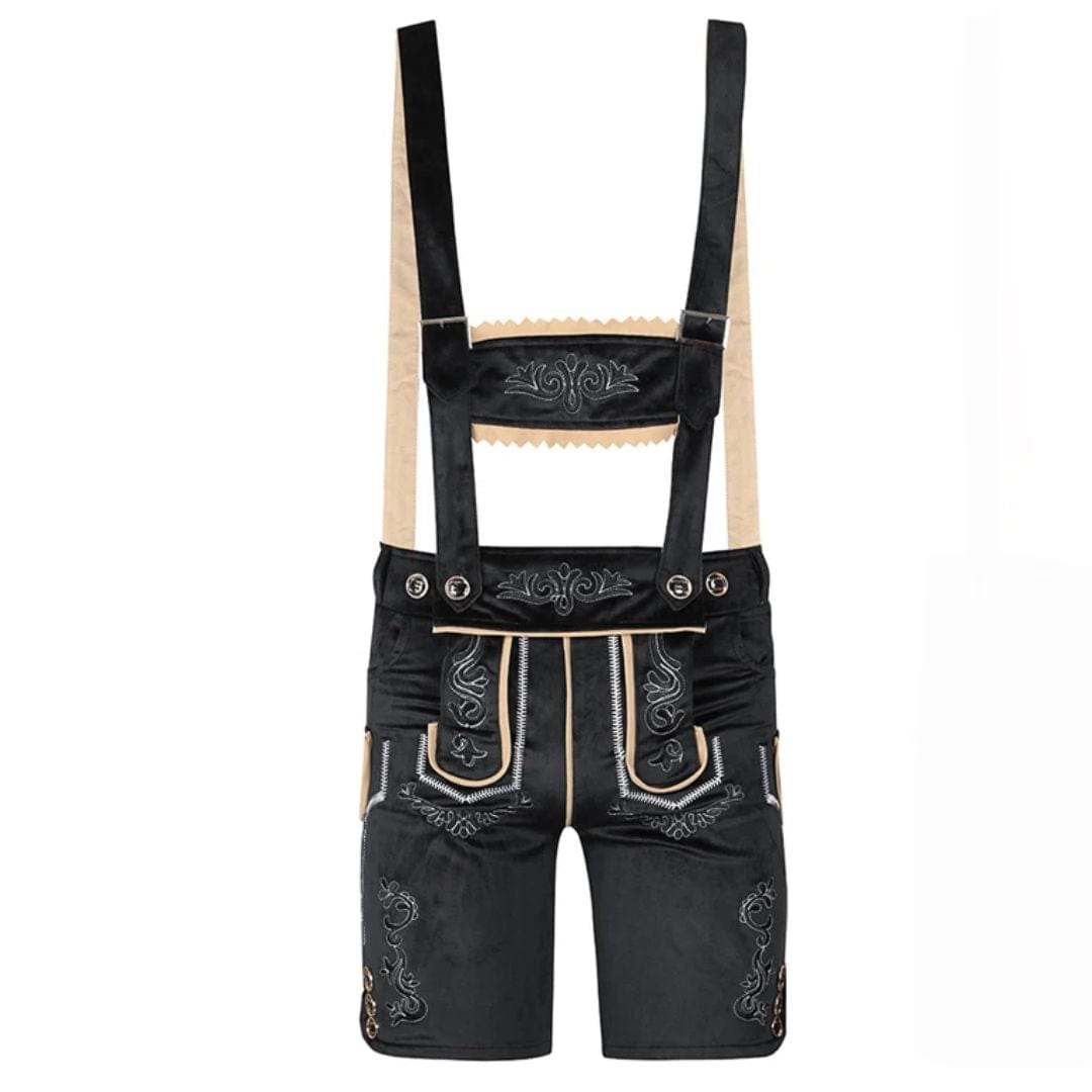 Primadon Lederhosen Schwarz / S Romeo | Elegante Lederhose für Herren Oktoberfest Kunstleder