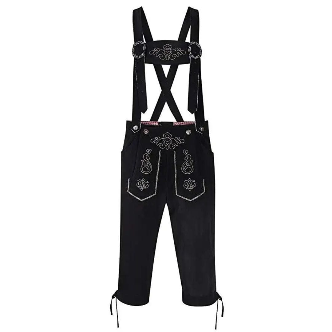 Primadon Lederhosen Schwarz / S Warren | Elegante Lederhose für Herren Oktoberfest Wildleder