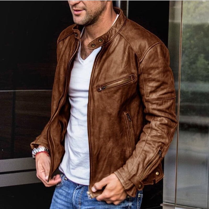 Primadon Lederjacken Braun / XS Kevin | Wetterfeste Lederjacke für Herren vielseitig