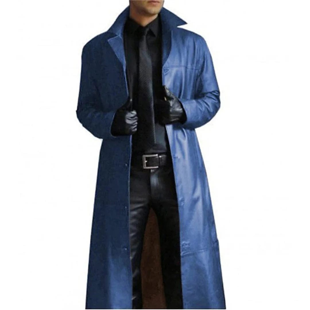 Primadon Mäntel, Jacken & Westen Blau / S Maxim | Eleganter Herrenmantel lang aus Kunstleder schwarz