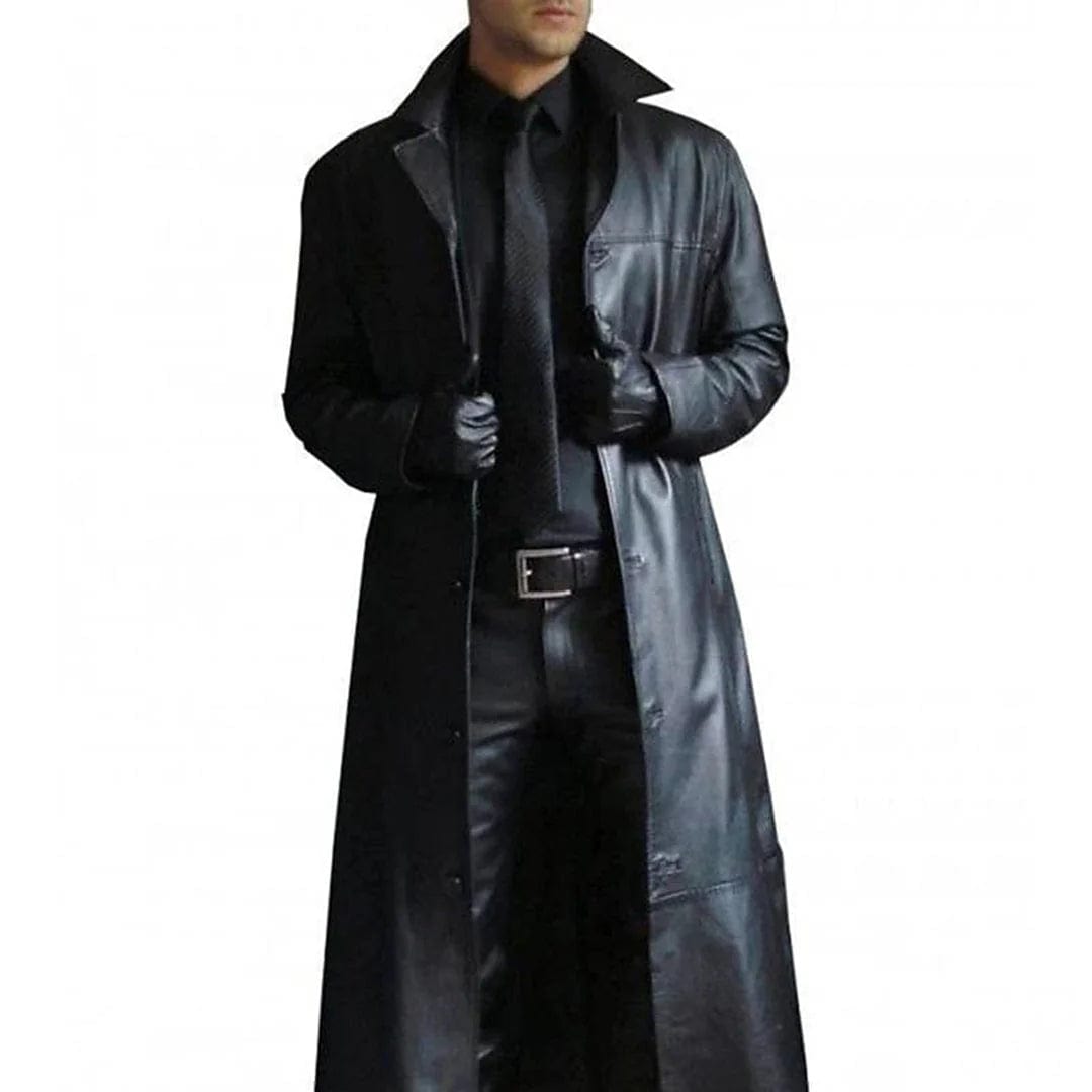 Primadon Mäntel, Jacken & Westen Schwarz / S Maxim | Eleganter Herrenmantel lang aus Kunstleder schwarz