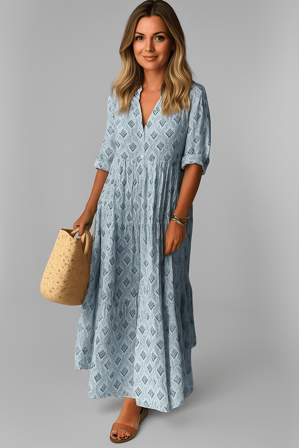 Primadon Maxikleider Melina elegantes Maxi Kleid für Damen Sommer