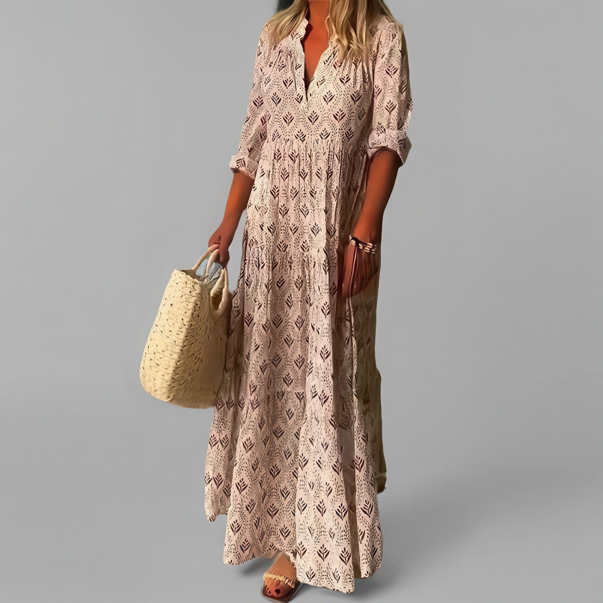 Primadon Maxikleider Rosa / S Melina elegantes Maxi Kleid für Damen Sommer
