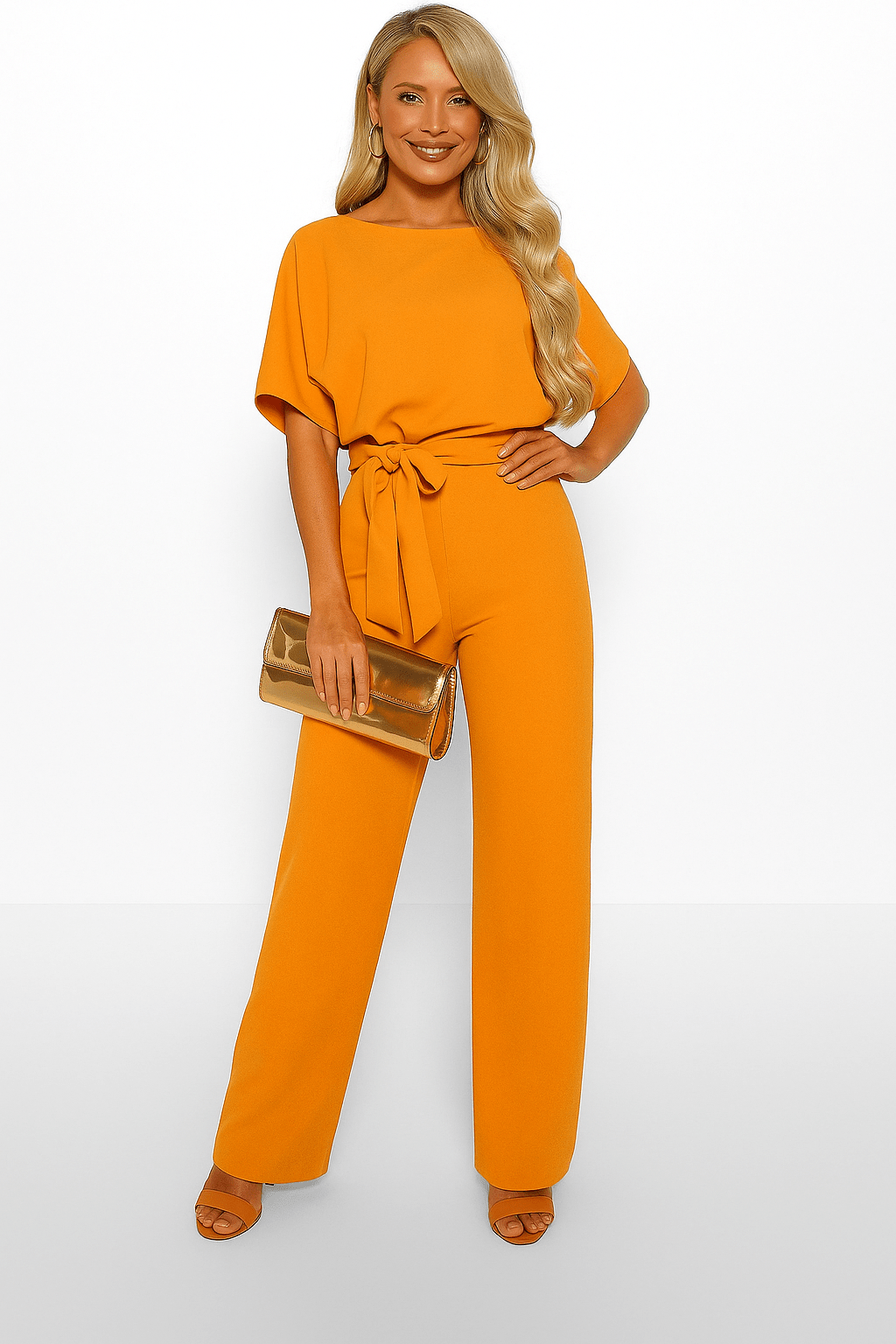 Primadon Overallalls Orange / S Elva | Eleganter Jumpsuit für Damen festlich mit Gürtel