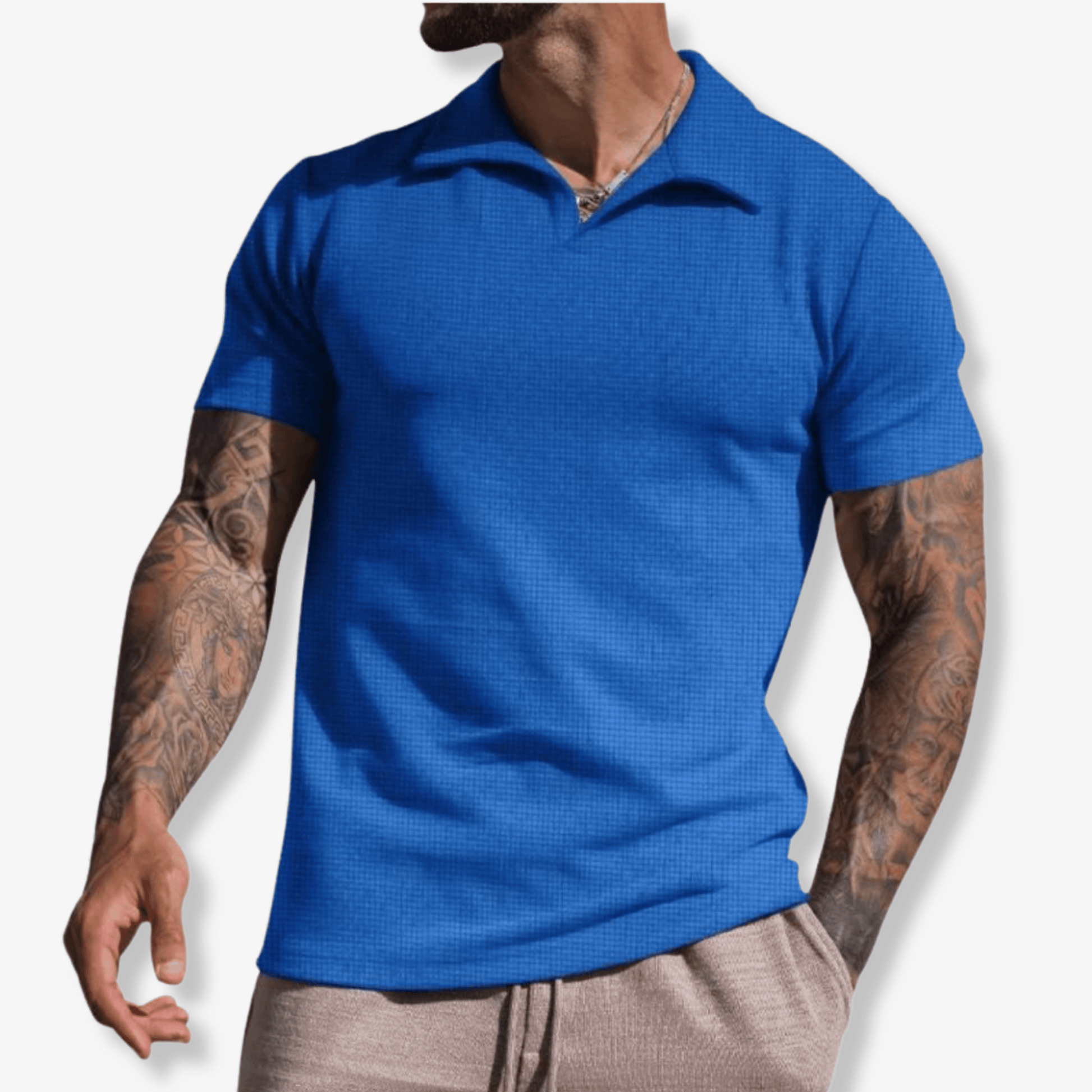 Primadon Poloshirts Blau / S Adrien figurbetontes Poloshirt für Herren kurzarm