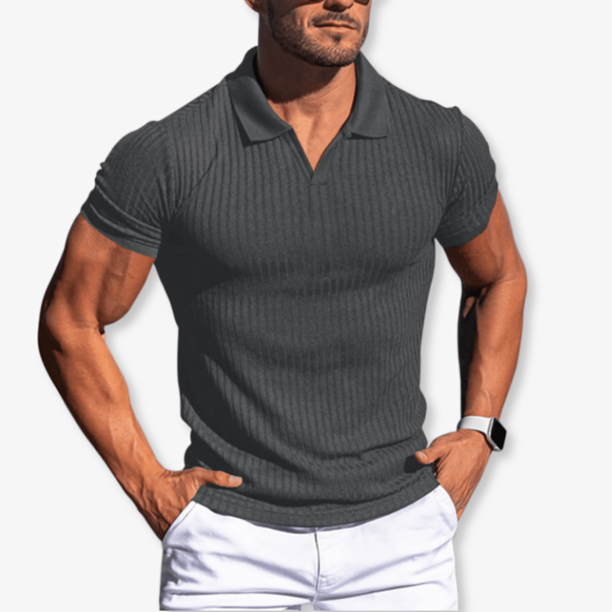 Primadon Poloshirts Dunkelgrau / S Luca tailliertes Poloshirt für Herren atmungsaktiv