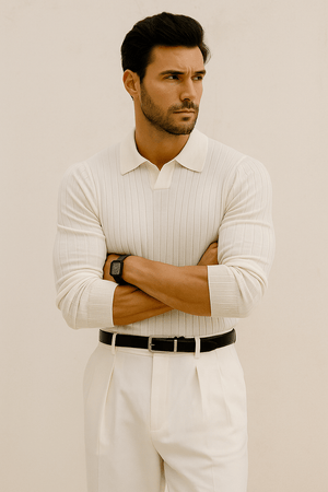 Primadon Poloshirts Edgar elegantes Langarm-Poloshirt für Herren Baumwolle