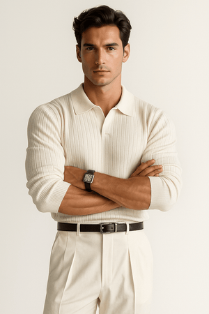 Primadon Poloshirts Edgar elegantes Langarm-Poloshirt für Herren Baumwolle
