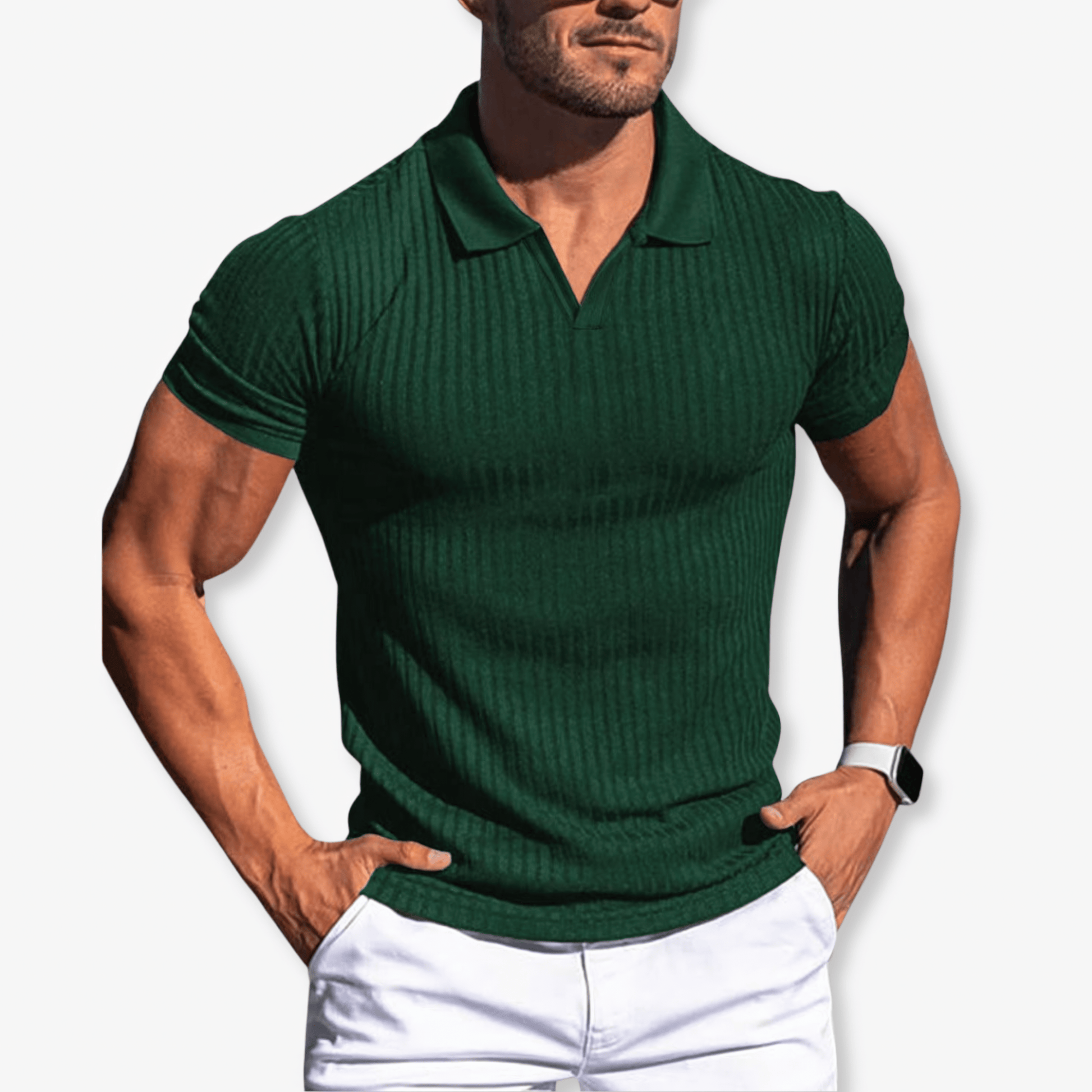 Primadon Poloshirts Grün / S Luca tailliertes Poloshirt für Herren atmungsaktiv