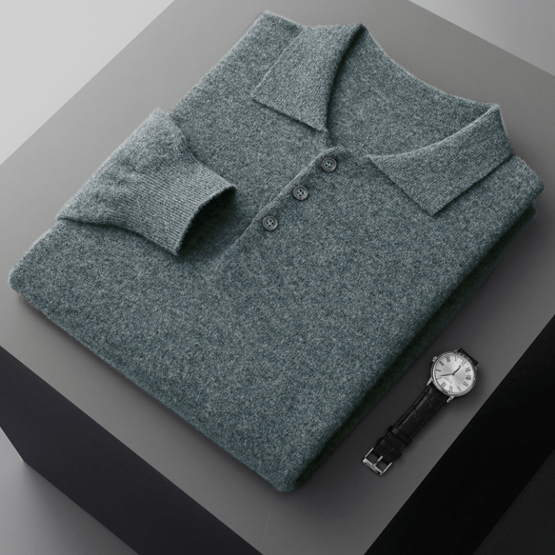 Primadon Poloshirts Grün / XS Theo | Elegantes Strickpullover für Herren aus Wolle