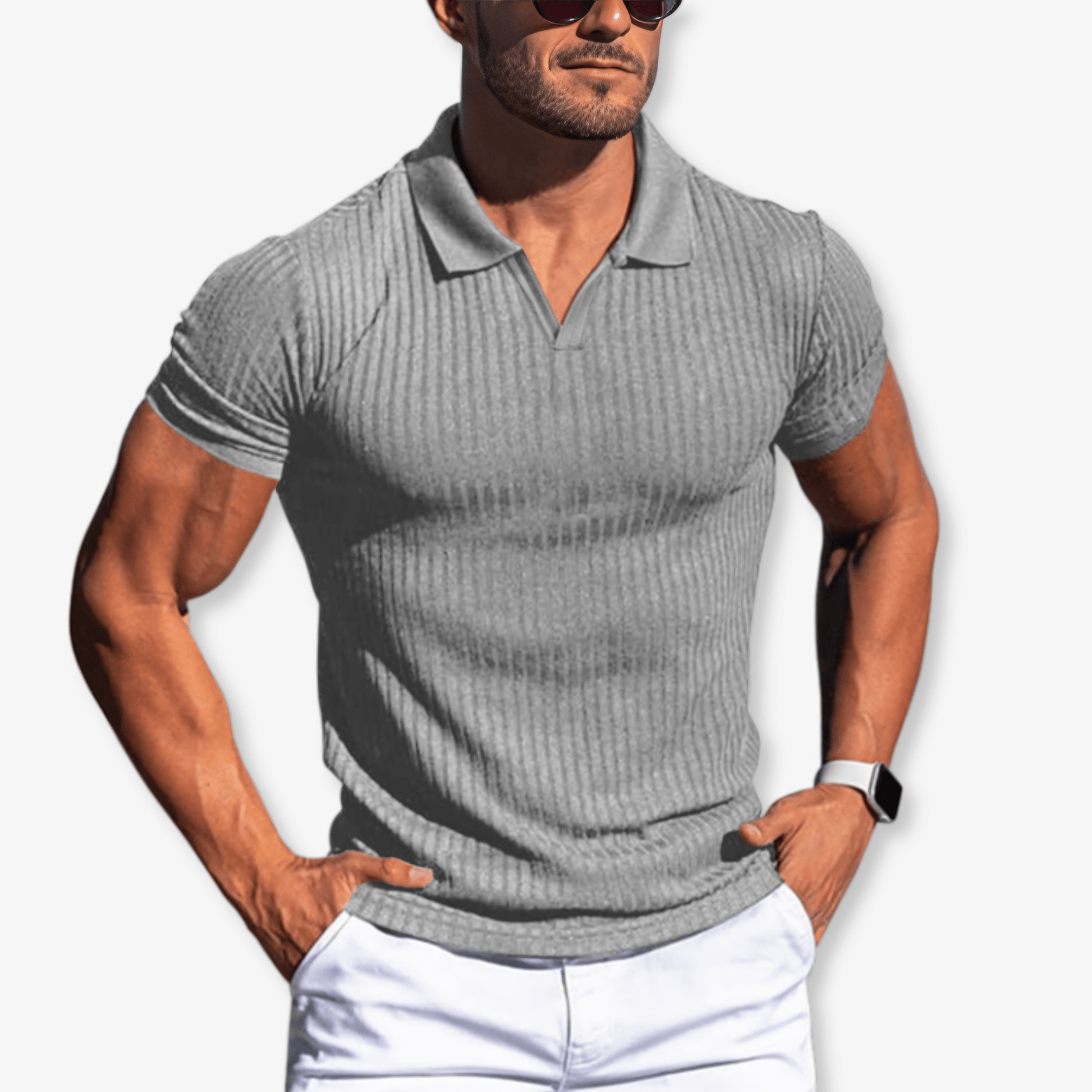 Primadon Poloshirts Hellgrau / S Luca tailliertes Poloshirt für Herren atmungsaktiv