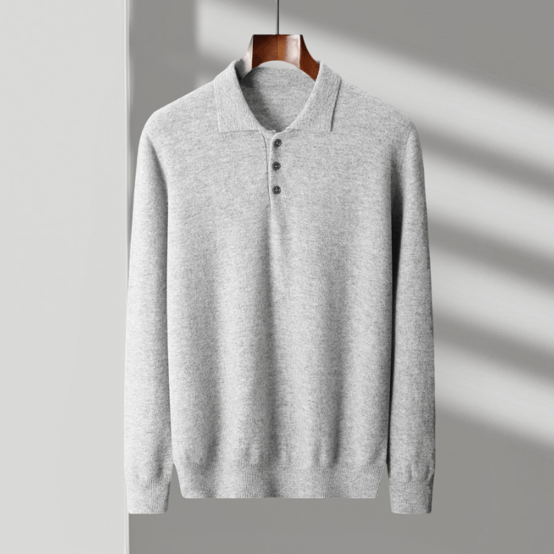 Primadon Poloshirts Hellgrau / XS Theo | Elegantes Strickpullover für Herren aus Wolle