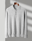 Primadon Poloshirts Hellgrau / XS Theo | Elegantes Strickpullover für Herren aus Wolle