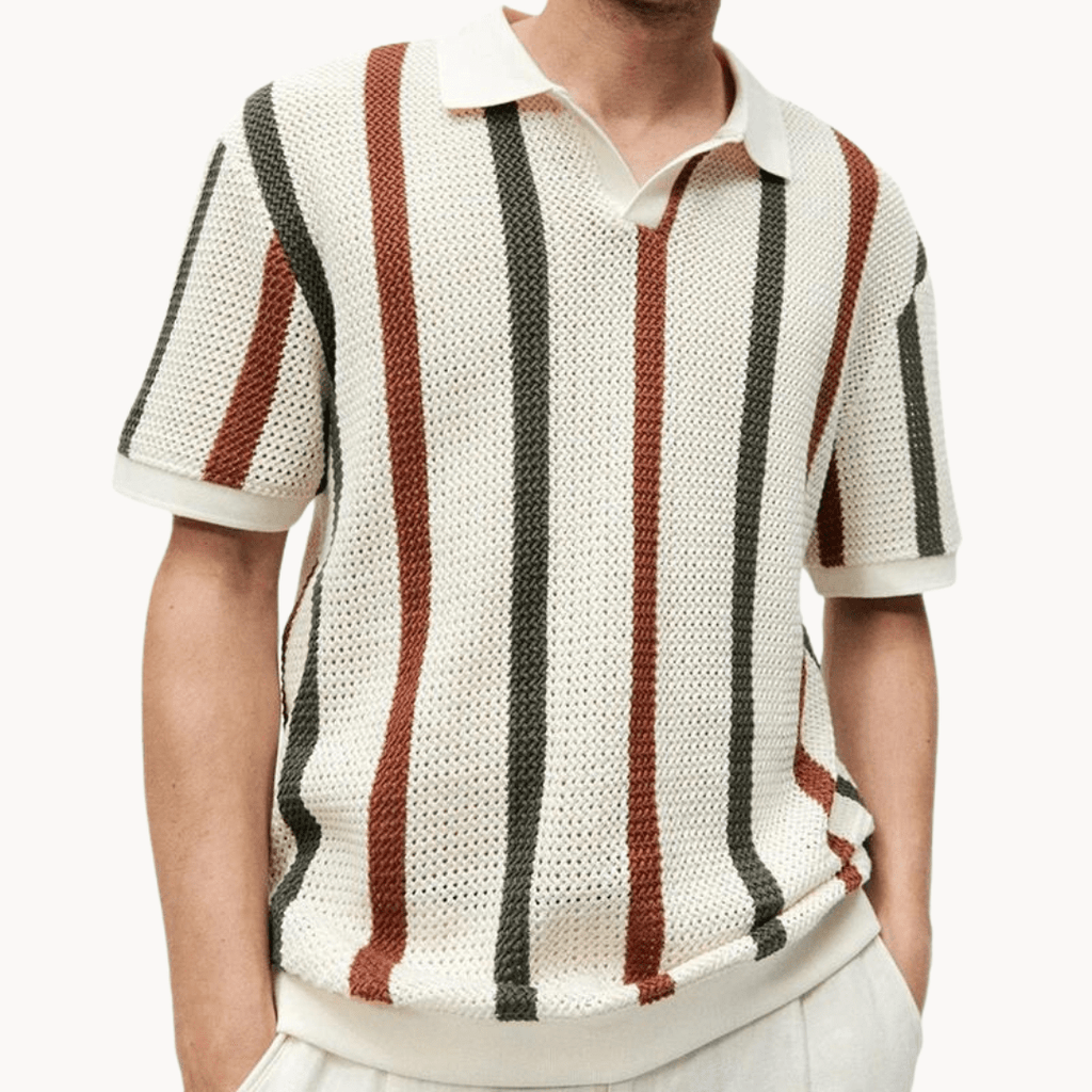 Primadon Poloshirts Jonas | luftiges Polo-Shirt für Herren Streifenlook