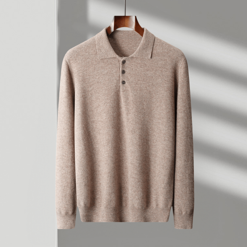 Primadon Poloshirts Khaki / XS Theo | Elegantes Strickpullover für Herren aus Wolle