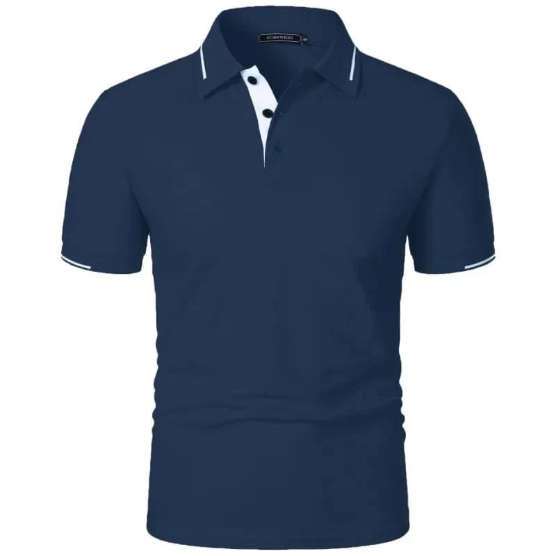 Primadon Poloshirts Marineblau / S Ilias klassisches Polo-Shirt für Herren kurzarm