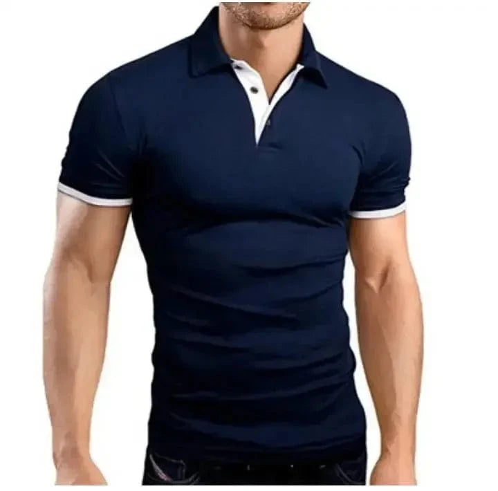 Primadon Poloshirts Marineblau Weiß / S Max atmungsaktives Polohemd für Herren Sommer