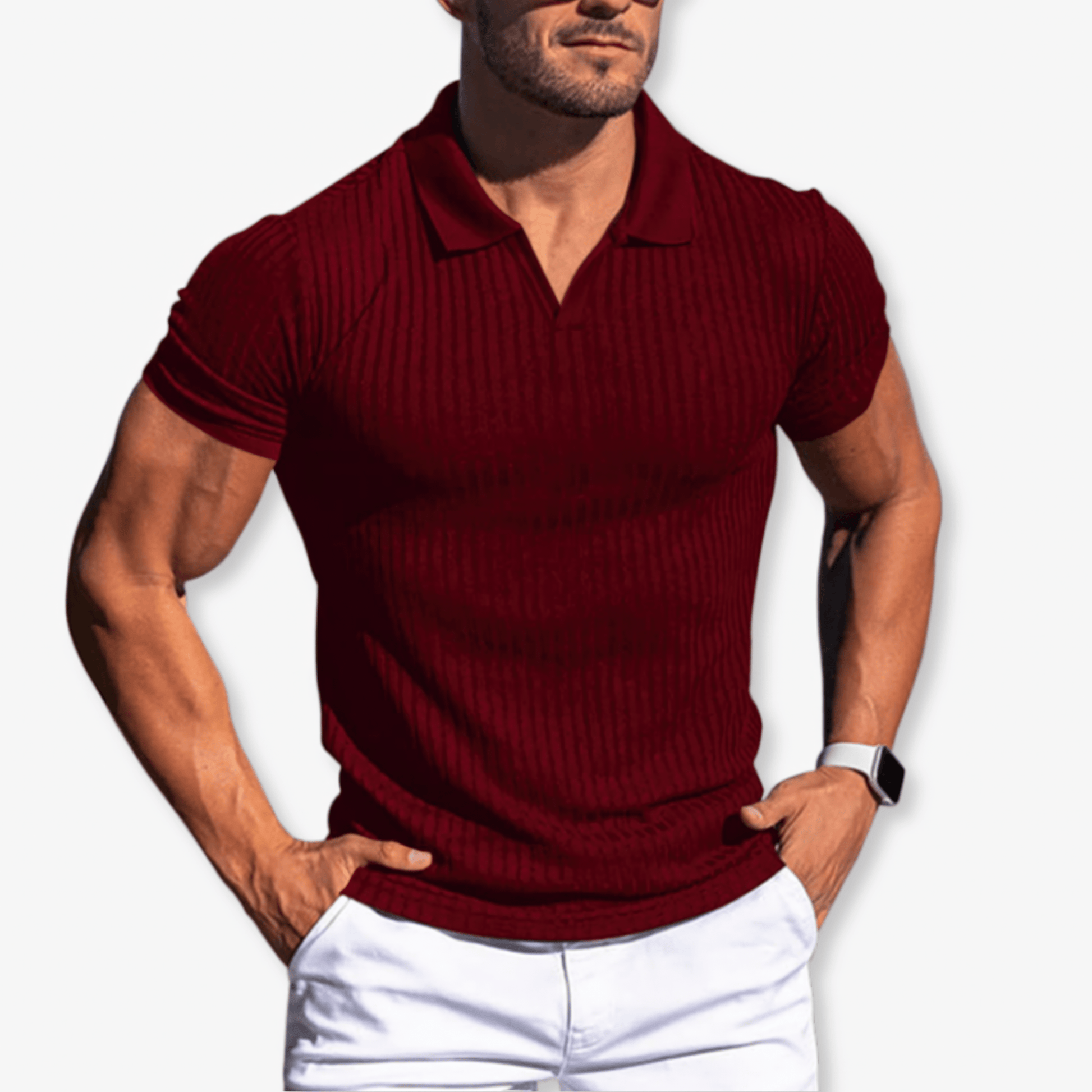 Primadon Poloshirts Rot / S Luca tailliertes Poloshirt für Herren atmungsaktiv