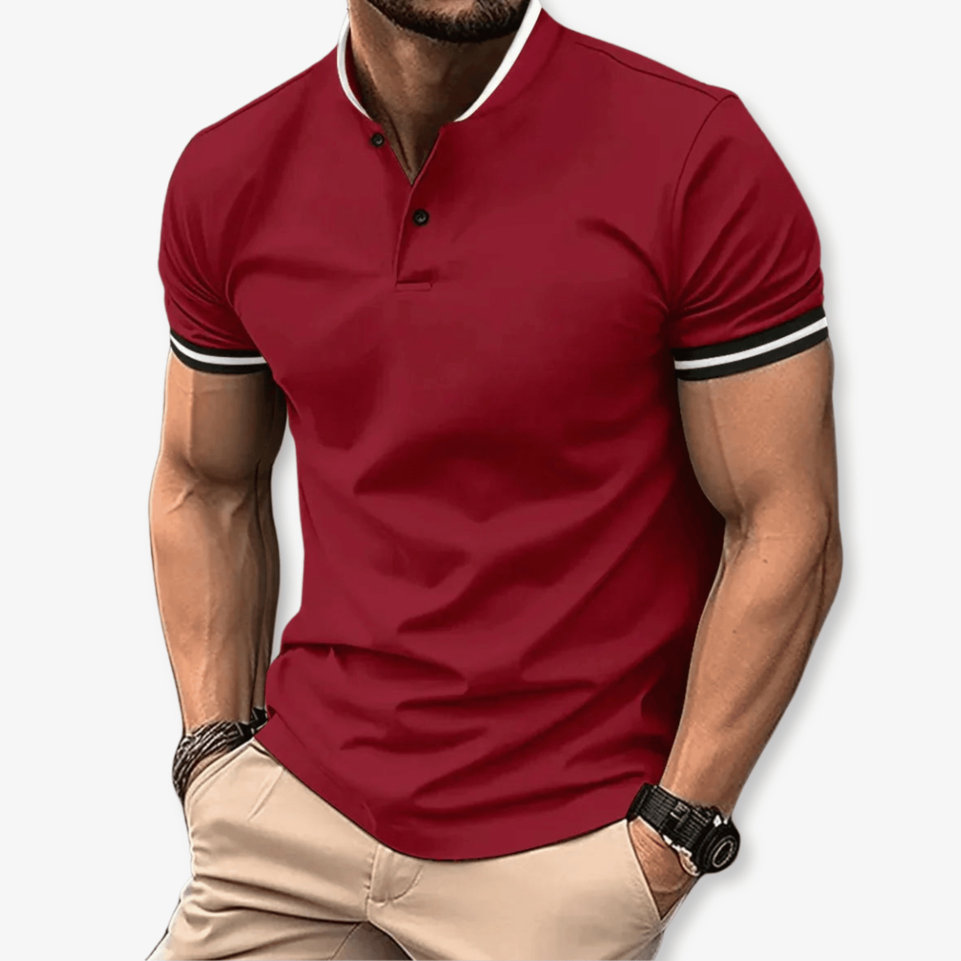 Primadon Poloshirts Rot / S Noel sportliches Poloshirt für Herren atmungsaktiv