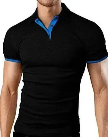 Primadon Poloshirts Schwarz Blau / S Max atmungsaktives Polohemd für Herren Sommer