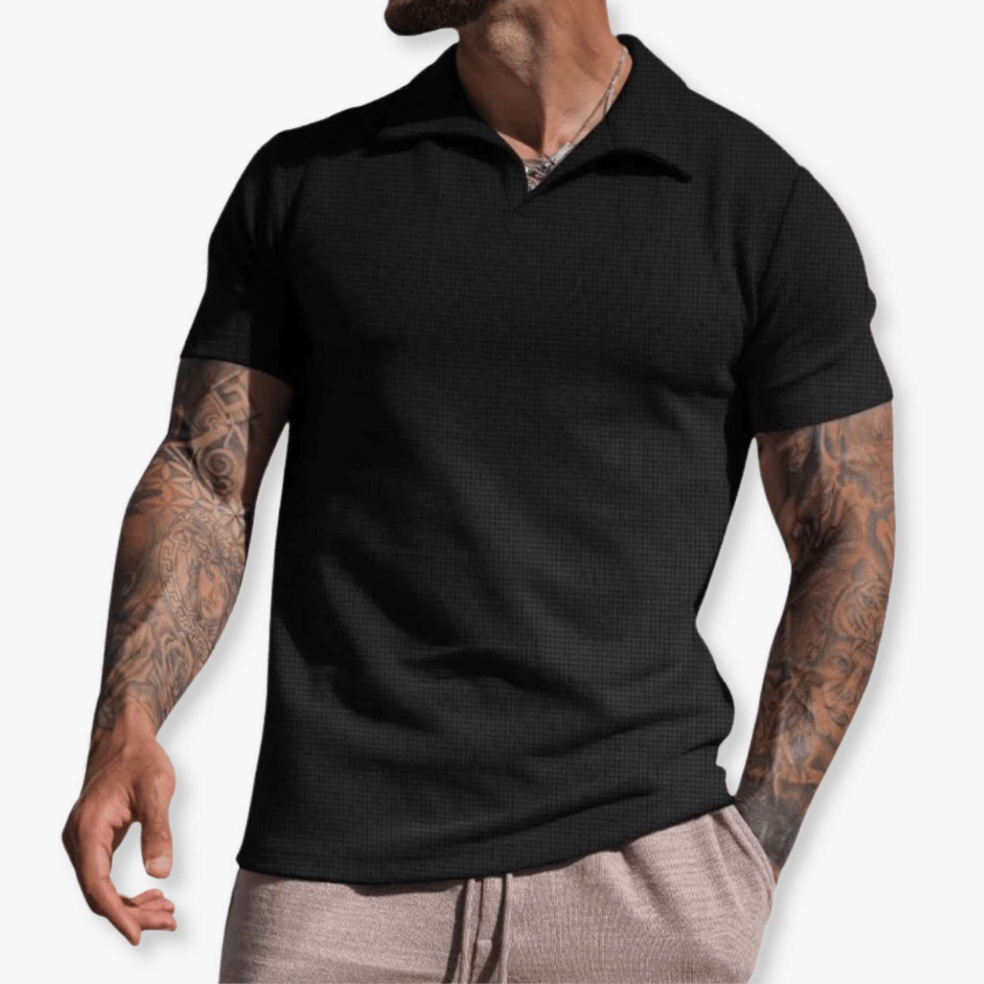 Primadon Poloshirts Schwarz / S Adrien figurbetontes Poloshirt für Herren kurzarm