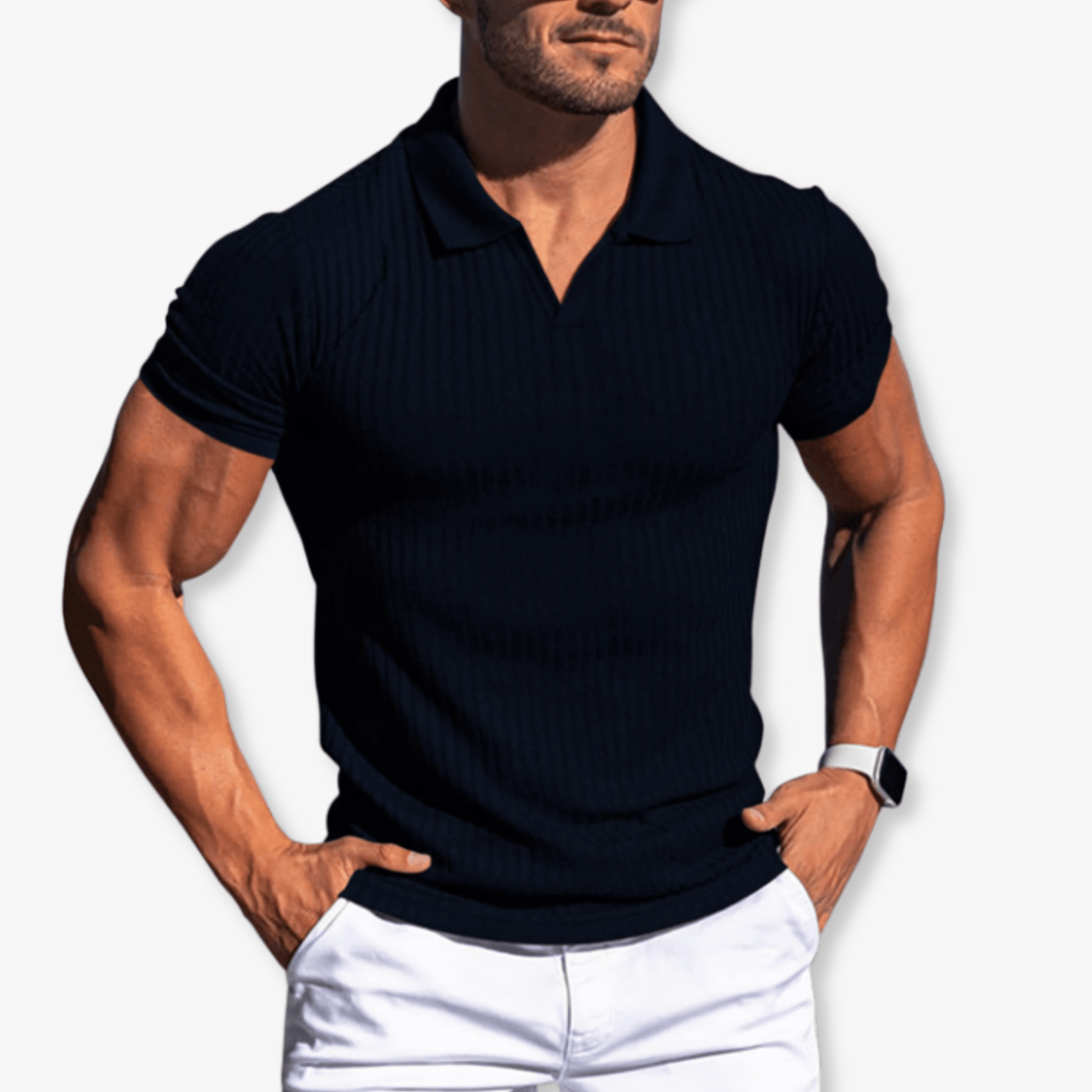 Primadon Poloshirts Schwarz / S Luca tailliertes Poloshirt für Herren atmungsaktiv