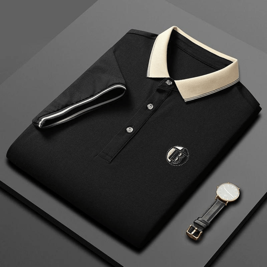 Primadon Poloshirts Schwarz / S Stefan | atmungsaktives Polo Shirt für Herren Baumwolle