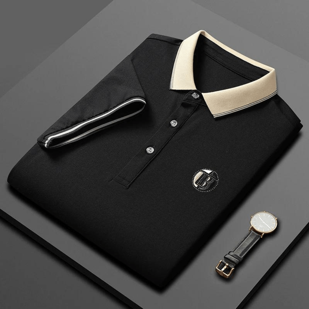 Primadon Poloshirts Schwarz / S Stefan | atmungsaktives Polo Shirt für Herren Baumwolle