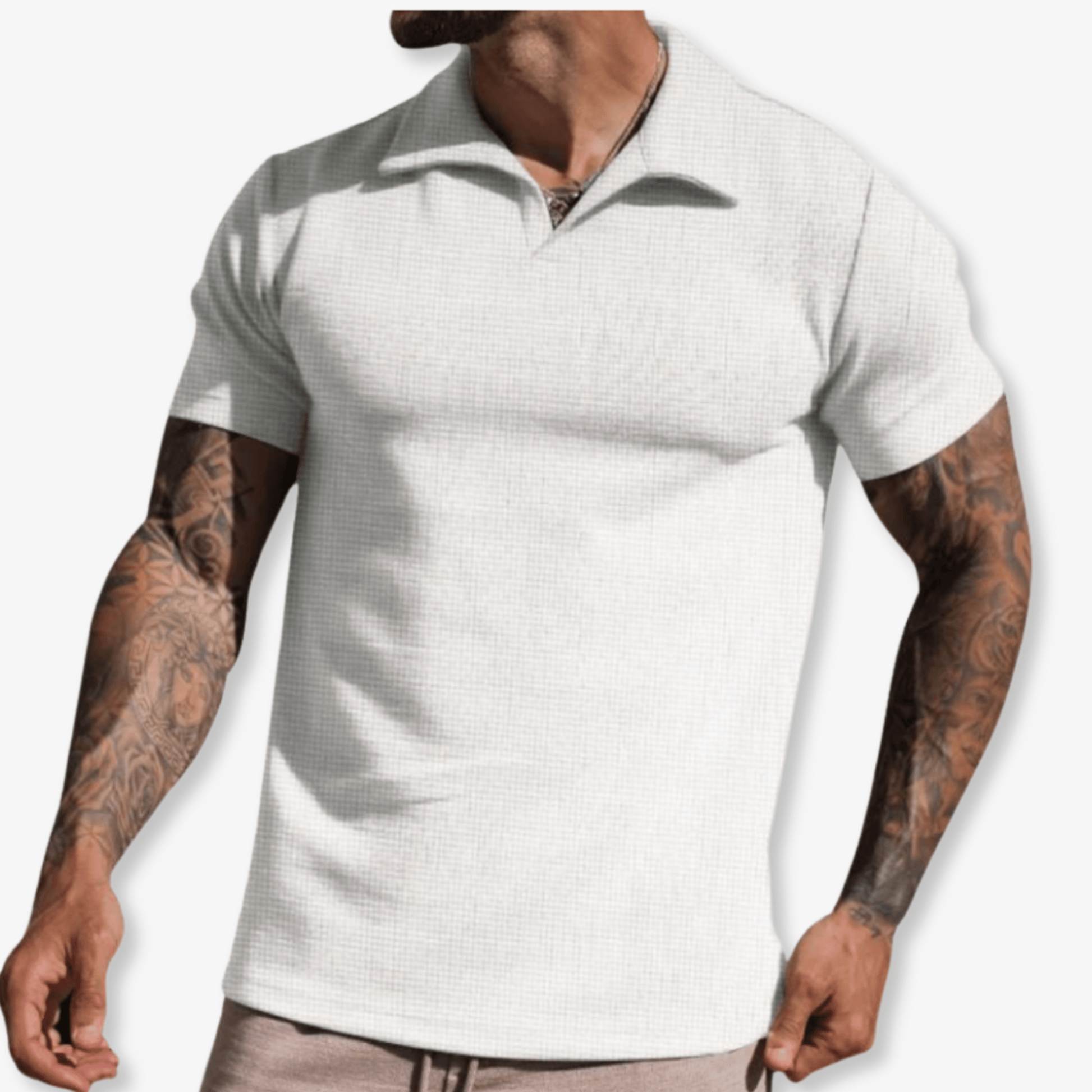 Primadon Poloshirts Weiß / S Adrien figurbetontes Poloshirt für Herren kurzarm