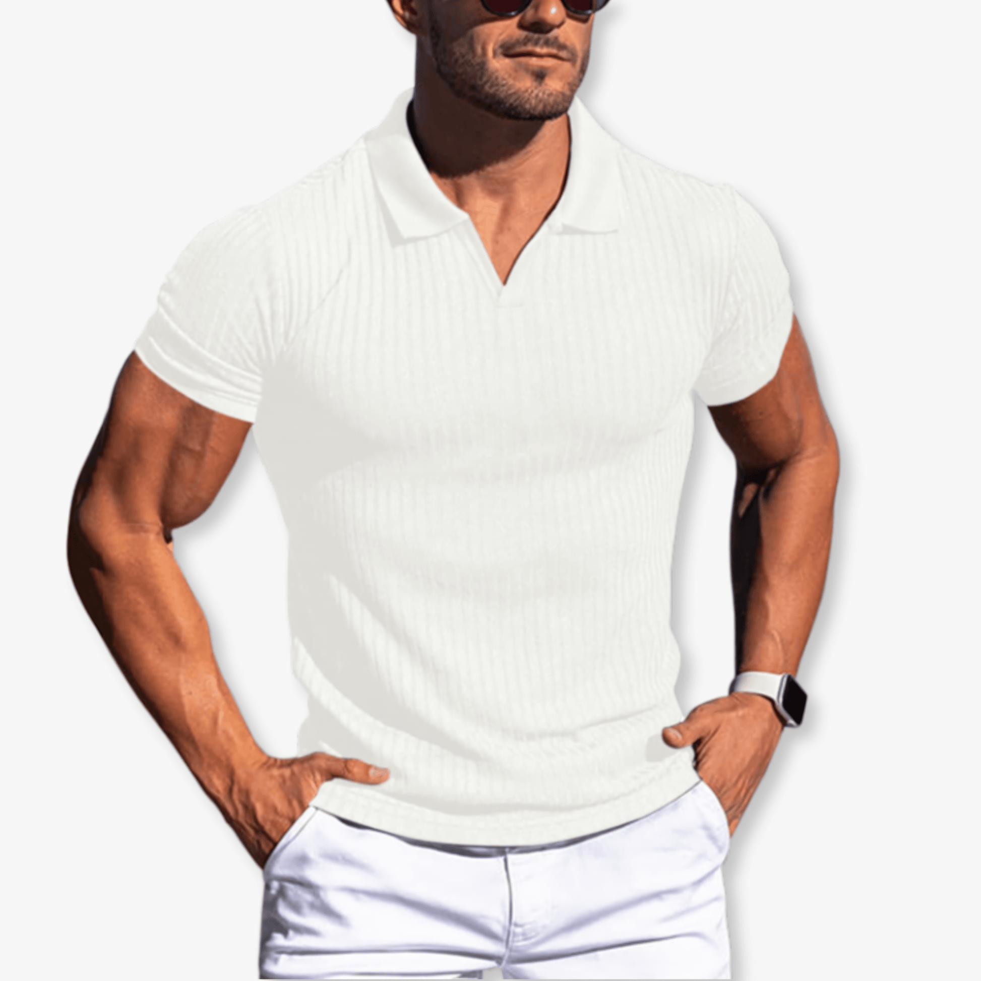 Primadon Poloshirts Weiß / S Luca tailliertes Poloshirt für Herren atmungsaktiv