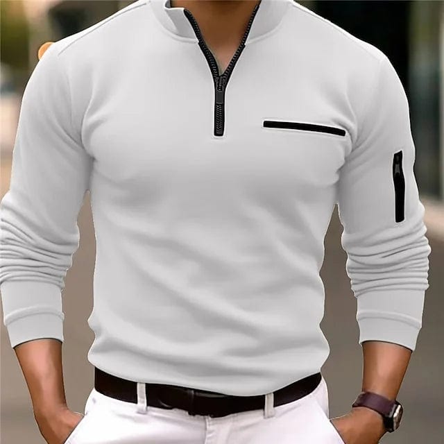 Primadon Poloshirts Weiß / XS Ben | Elegantes Sport-Poloshirt für Herren langarm