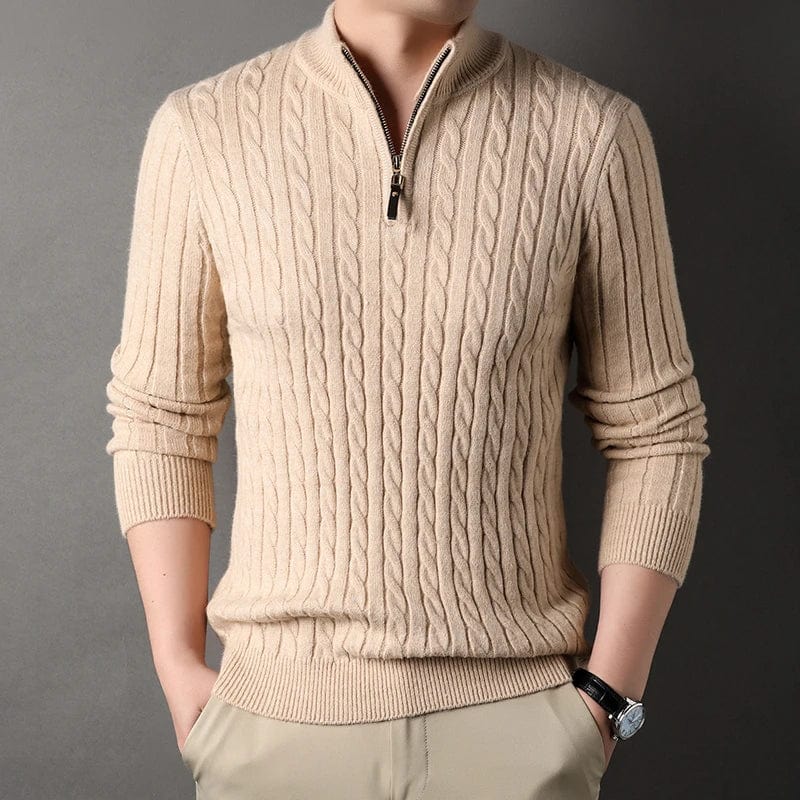 Primadon Pullover Aprikose / XS Heiko | Eleganter Kaschmir Pullover für Herren langarm