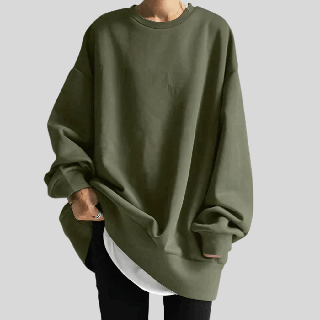 Primadon Pullover Armeegrün-a / S Clara | Lässiger Oversize Pullover für Damen Winter