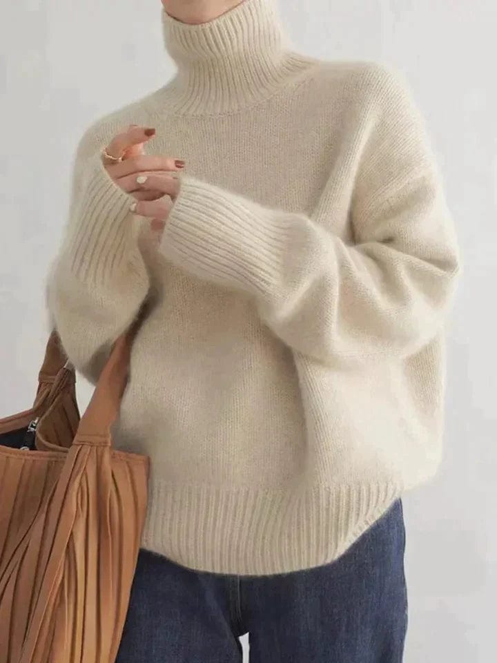 Primadon Pullover Beige / S Eleganter Rollkragenpullover für Damen aus feiner Wolle warm vielseitig