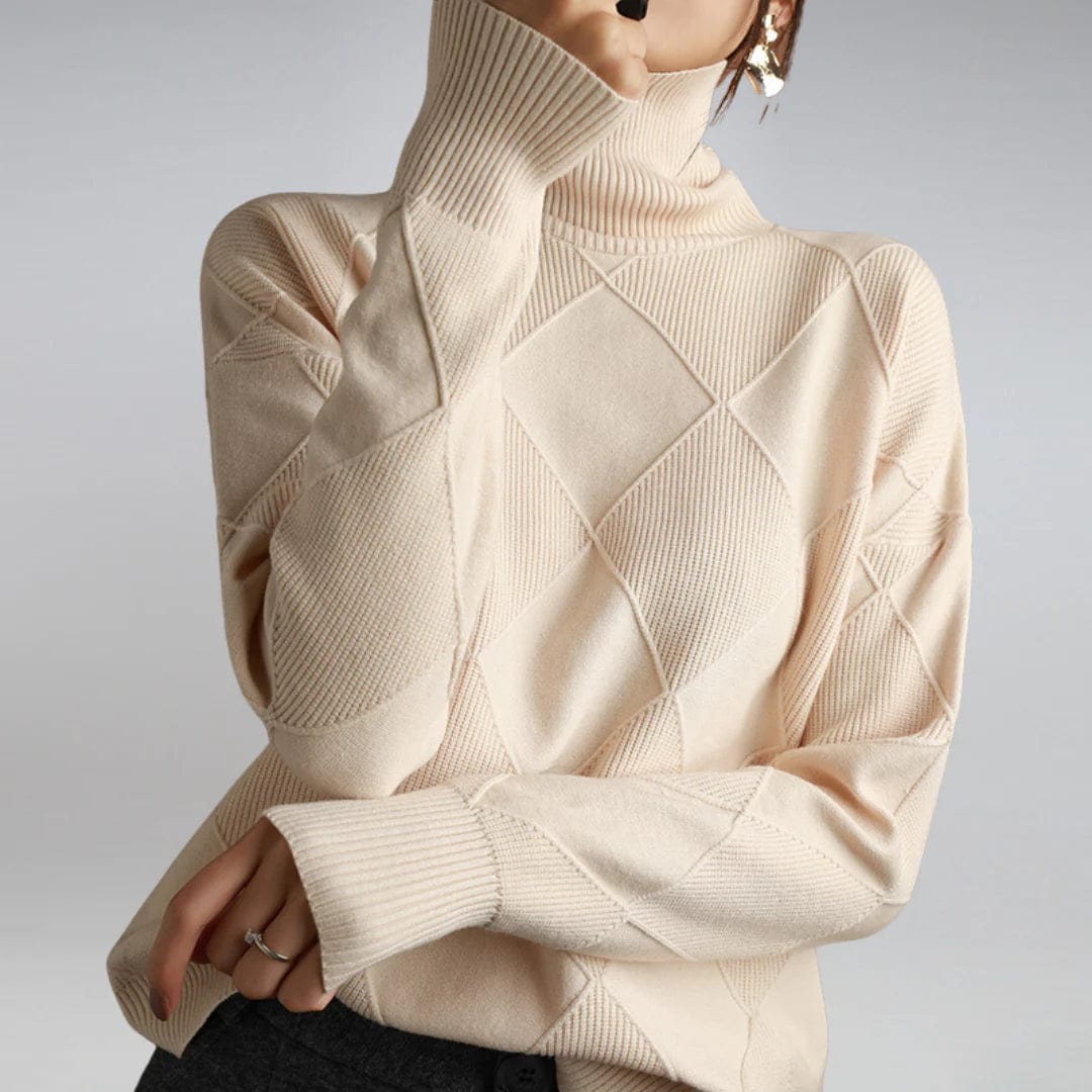 Primadon Pullover Beige / S Eleganter Rollkragenpullover für Damen aus Kaschmirmix ganzjährig warm