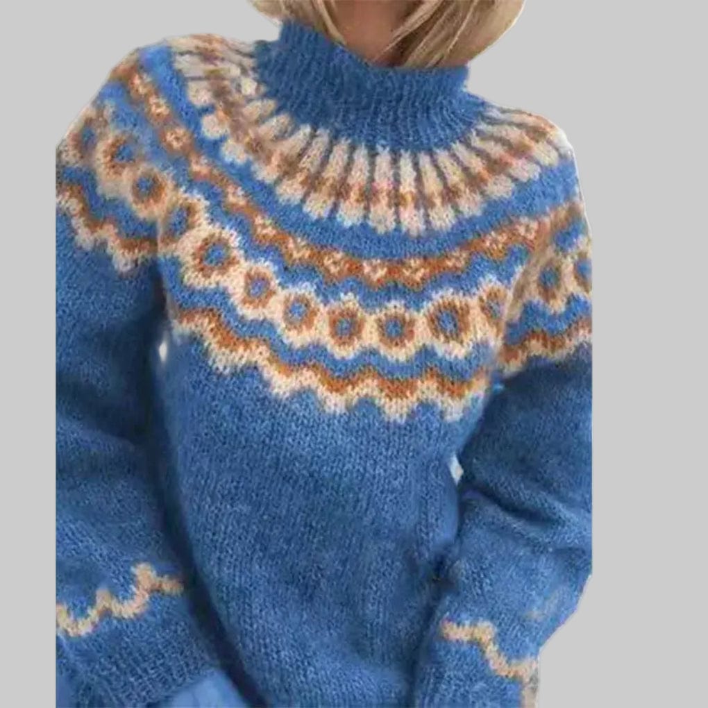 Primadon Pullover Blau / S Elaira | Eleganter Strickpullover für Damen Baumwolle langarm