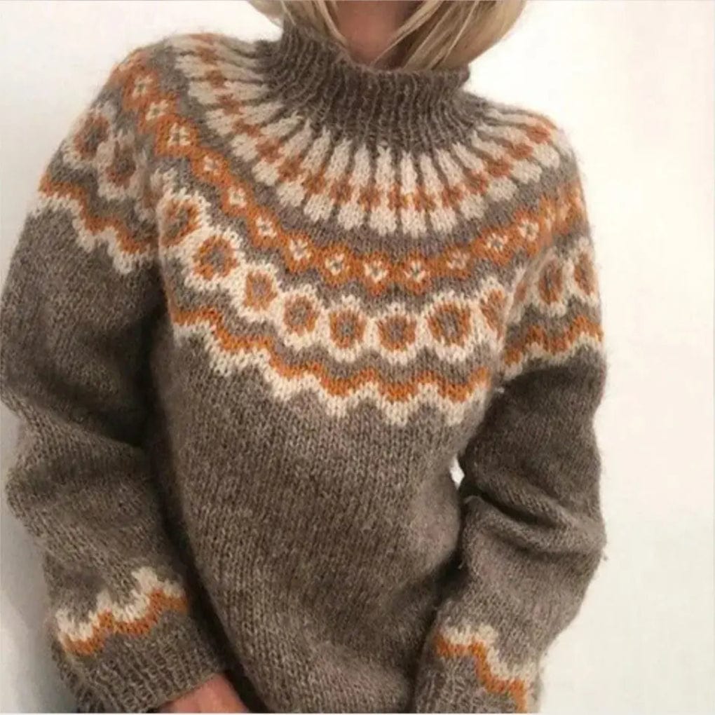 Primadon Pullover Braun / S Elaira | Eleganter Strickpullover für Damen Baumwolle langarm