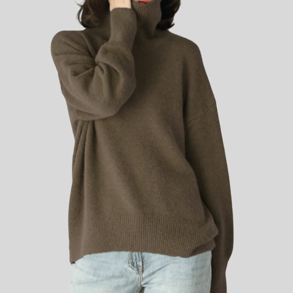 Primadon Pullover Braun / S Laura | Eleganter Damenpullover aus Baumwolle für Winter