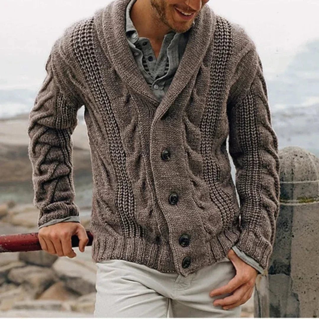 Primadon Pullover Braun / S Max | Elegante Strickjacke für Herren Winter atmungsaktiv