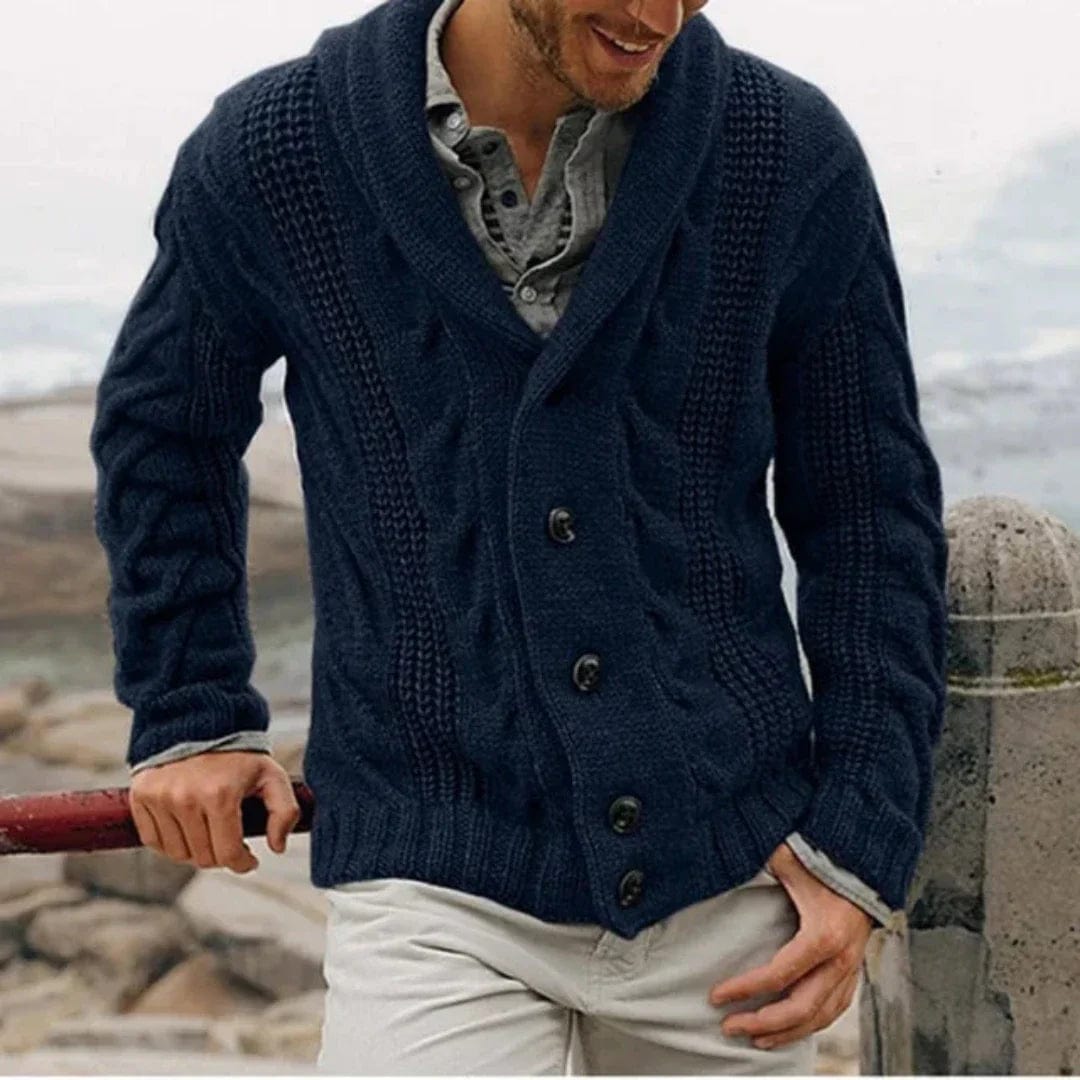 Primadon Pullover Dunkelblau / S Max | Elegante Strickjacke für Herren Winter atmungsaktiv
