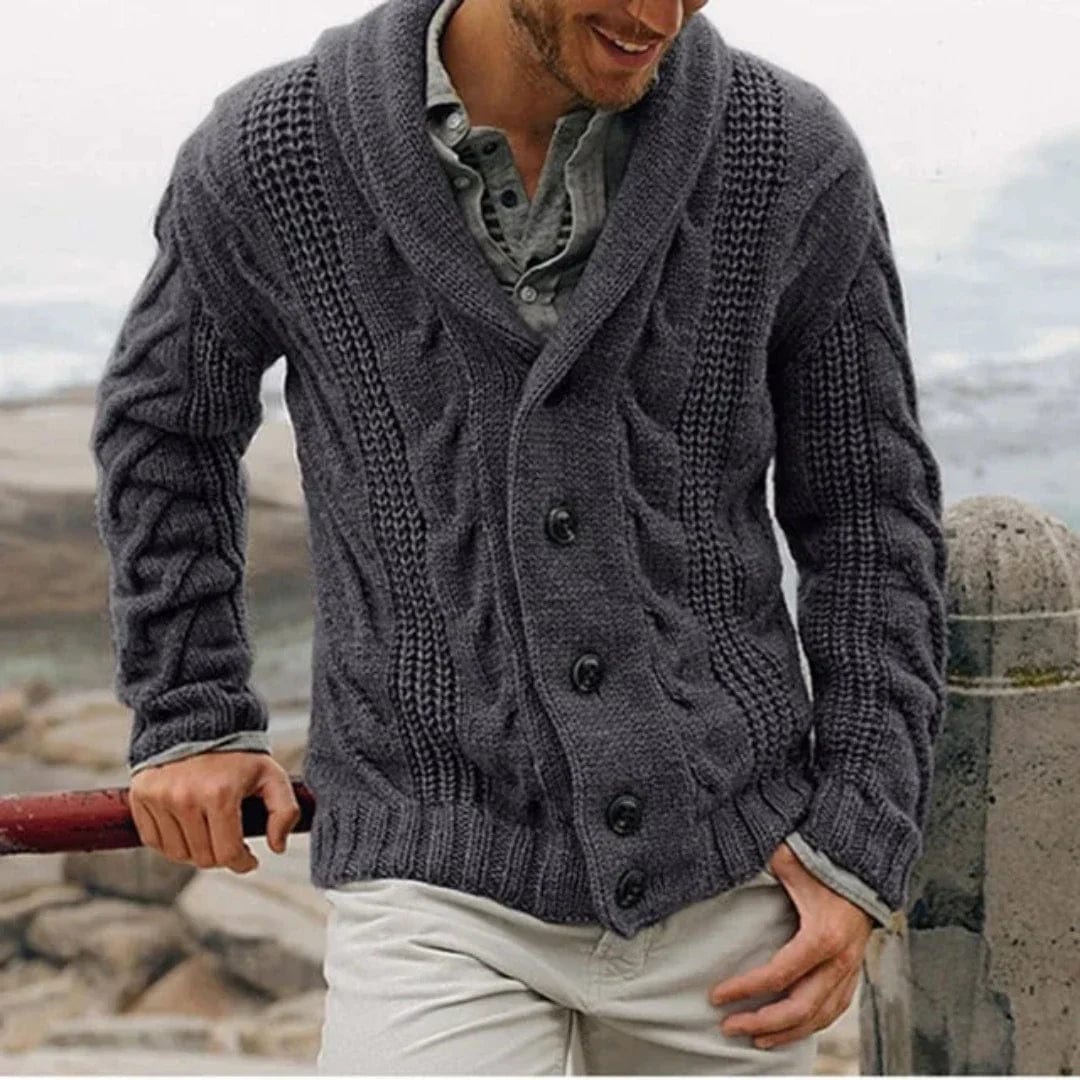 Primadon Pullover Dunkelgrau / S Max | Elegante Strickjacke für Herren Winter atmungsaktiv