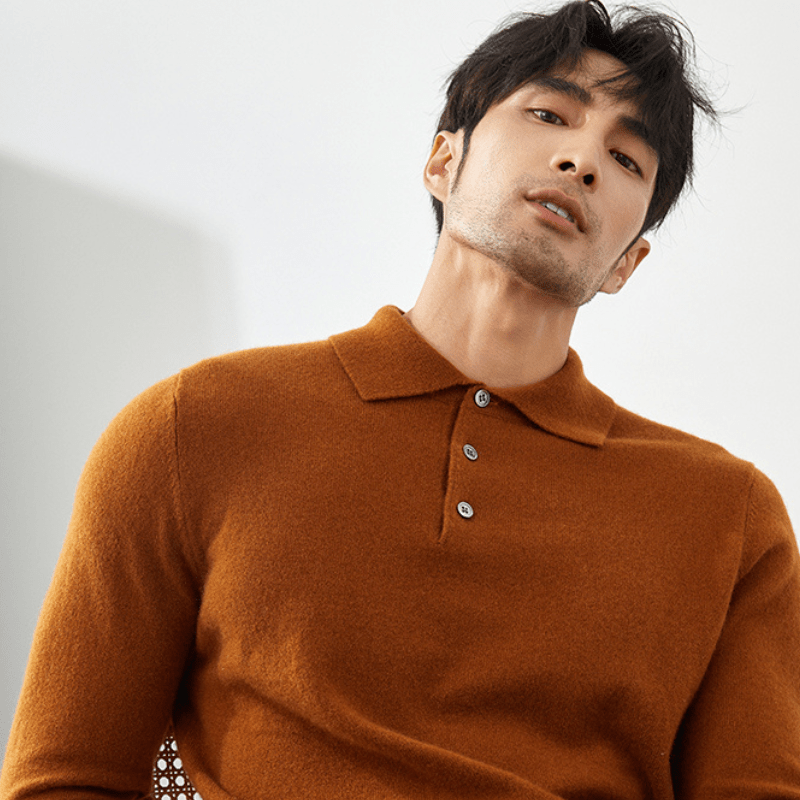 Primadon Pullover Florian | Eleganter Cashmere-Polo-Pullover für Herren