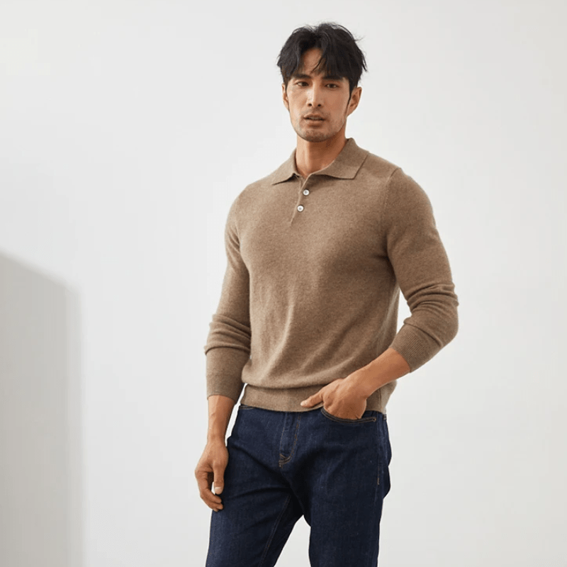 Primadon Pullover Florian | Eleganter Cashmere-Polo-Pullover für Herren