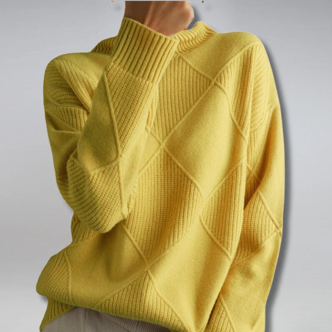 Primadon Pullover Gelb / S Eleganter Rollkragenpullover für Damen aus Kaschmirmix ganzjährig warm
