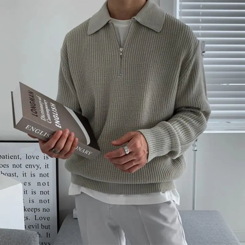 Primadon Pullover Grau / S Alvaro | Eleganter Jacquard-Pullover für Herren langarm